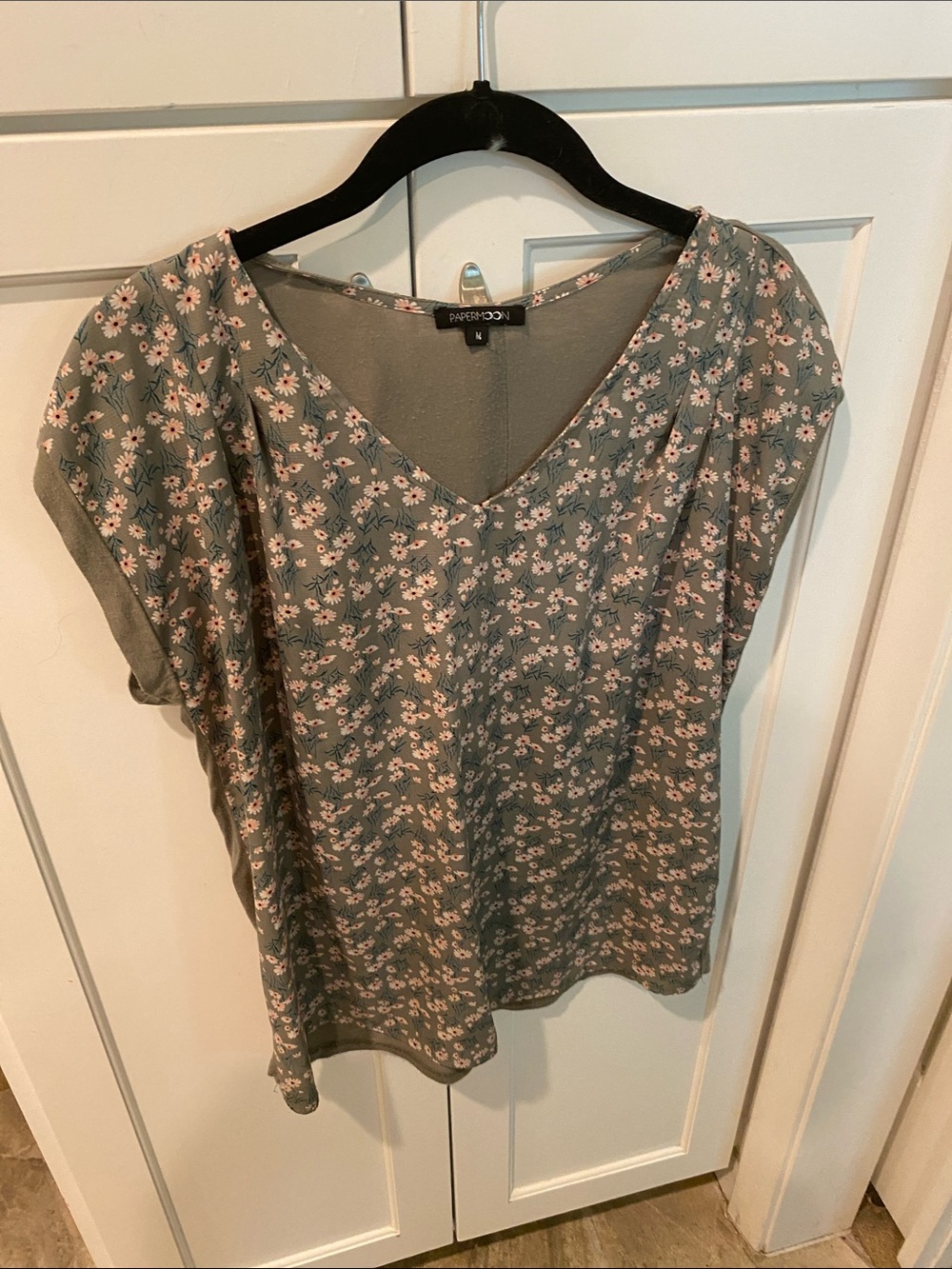 Papermoon Sage Green Floral V-Neck Blouse